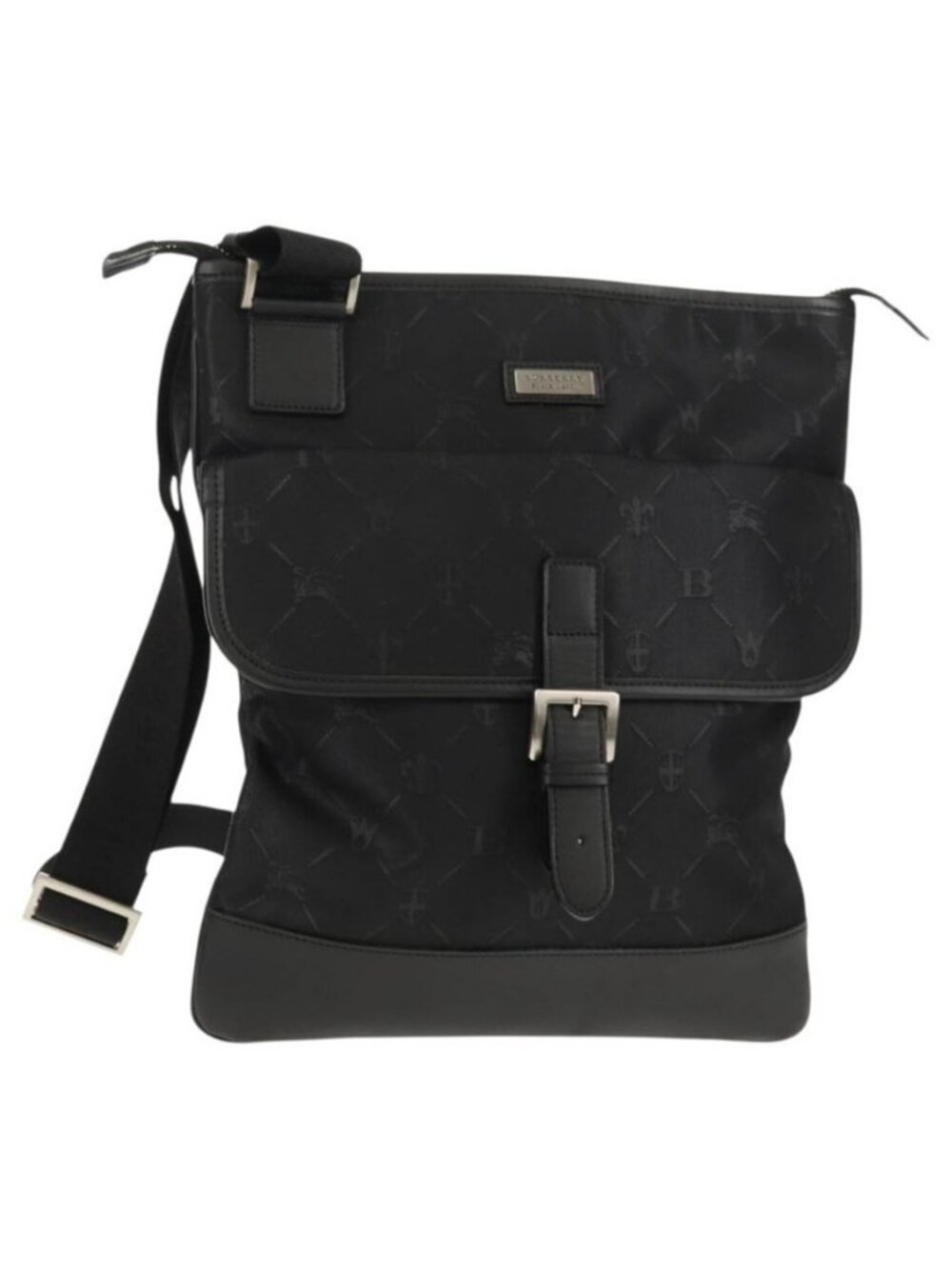 Authentic BURBERRY Black label Shoulder Bag Canvas Black